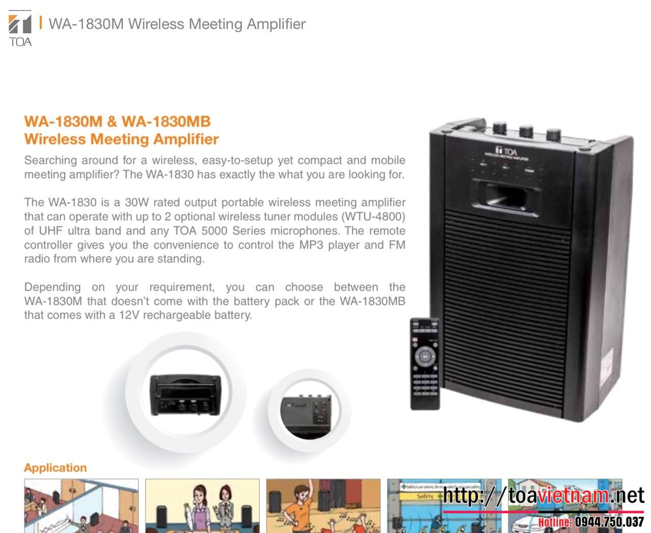 Tăng âm kéo TOA WA-1830M-AS và WA-1830MB-AS