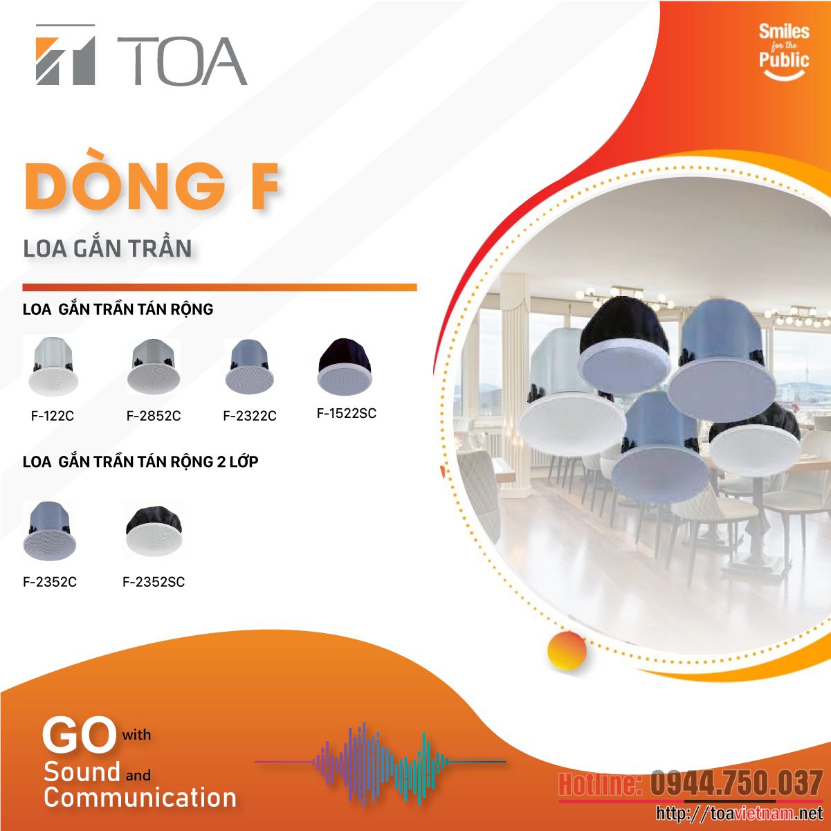 Tận hưởng giai điệu âm nhạc cùng loa gắn trần dòng F
